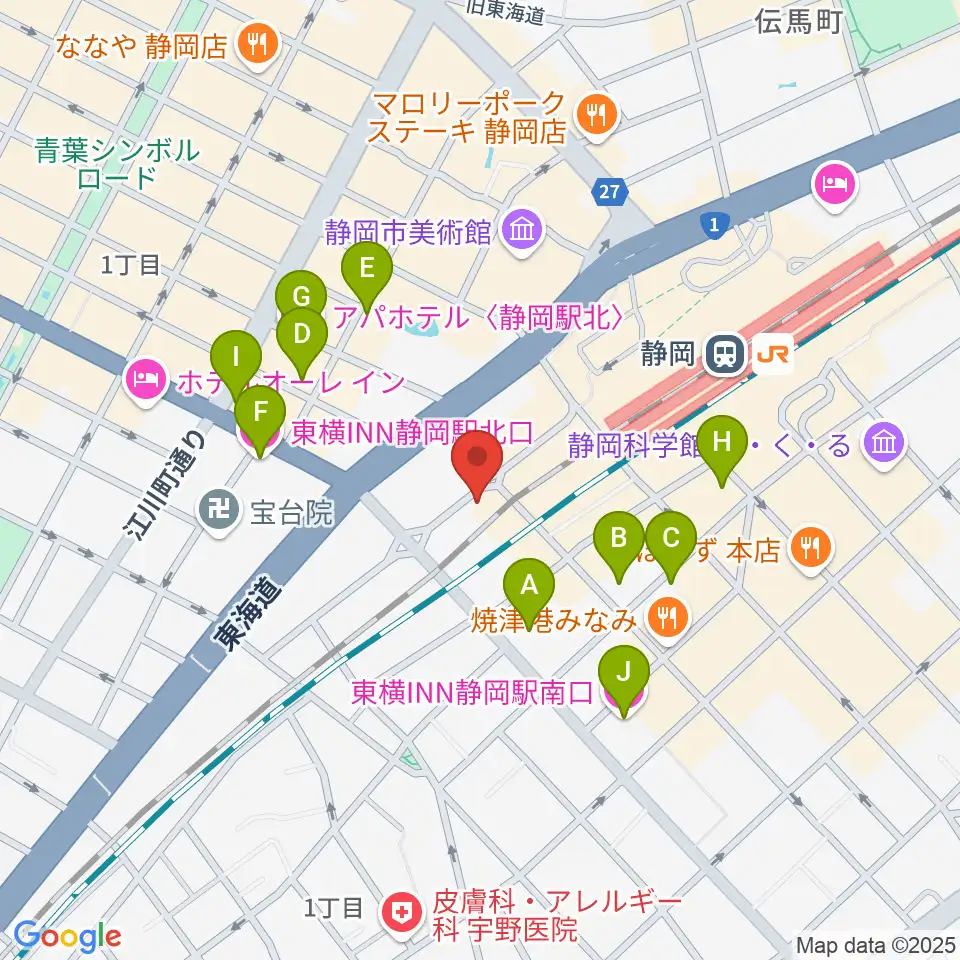 LIVE ROXY SHIZUOKA周辺のホテル一覧地図