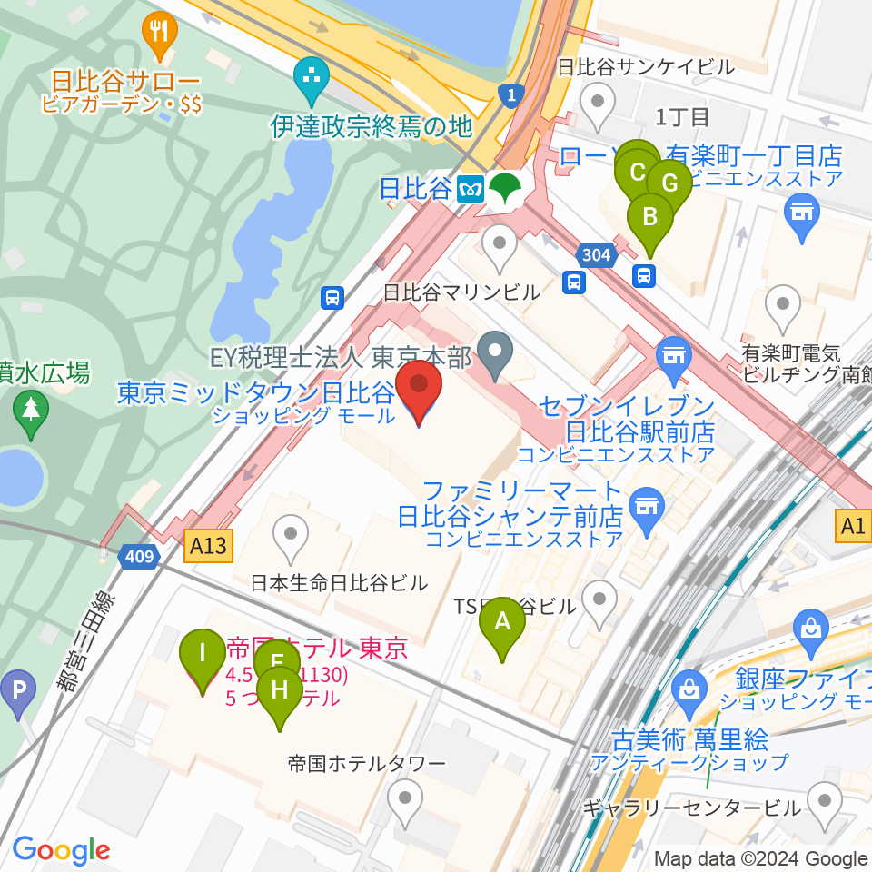 TOHOシネマズ日比谷周辺のホテル一覧地図