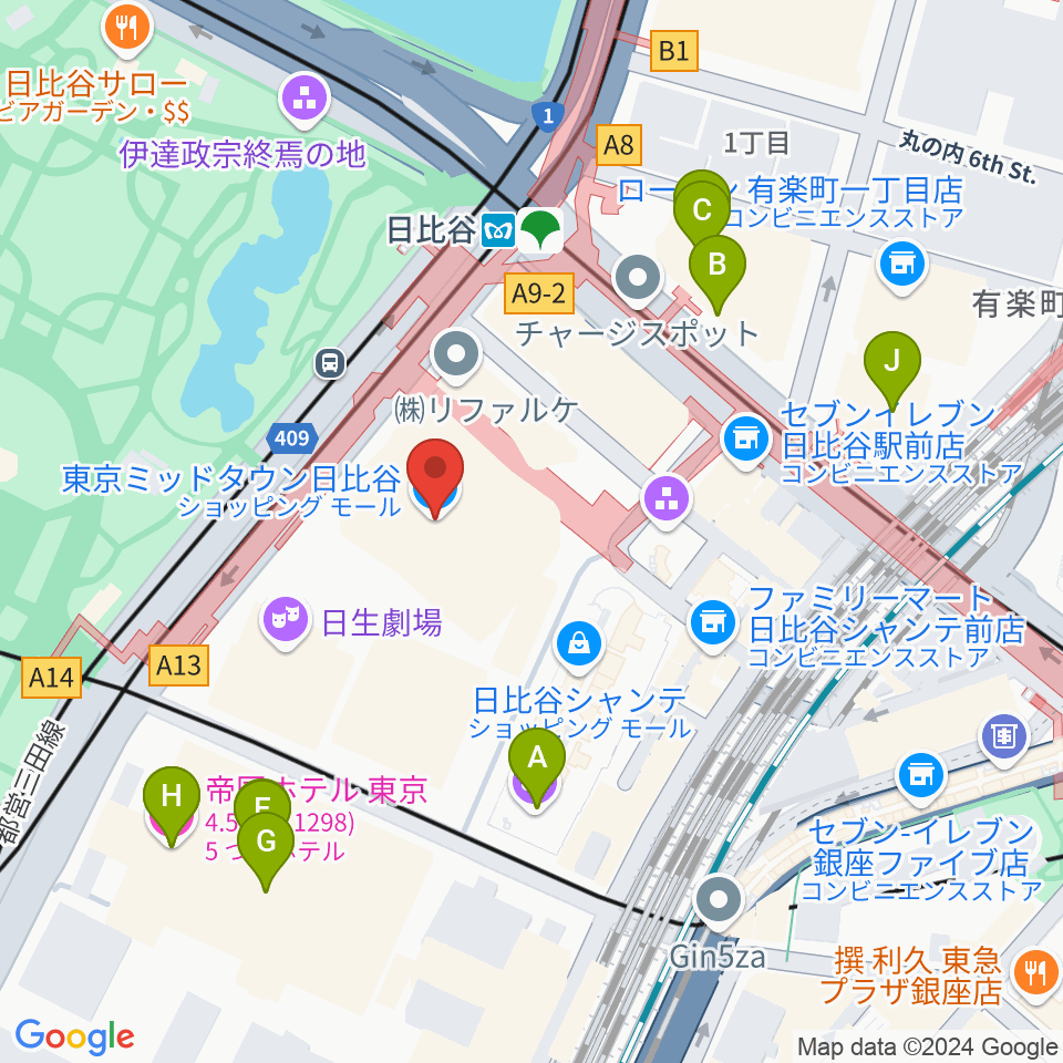 TOHOシネマズ日比谷周辺のホテル一覧地図