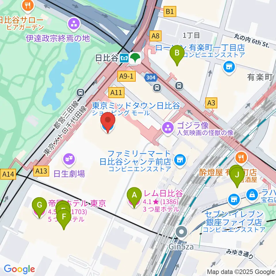 TOHOシネマズ日比谷周辺のホテル一覧地図