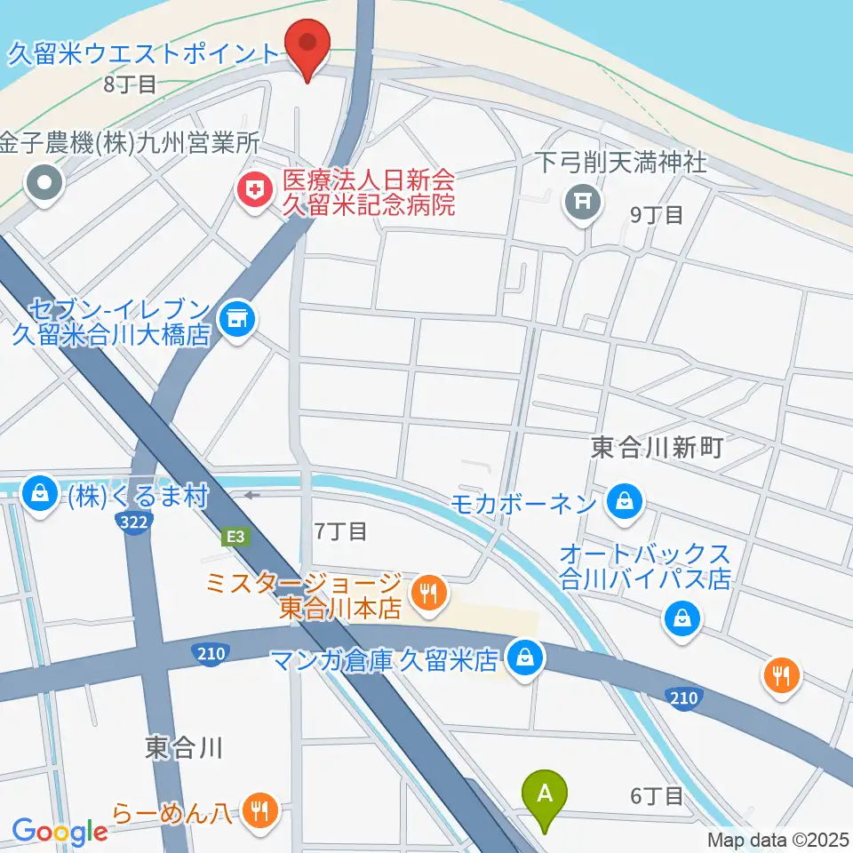 久留米ウエストポイント周辺のホテル一覧地図