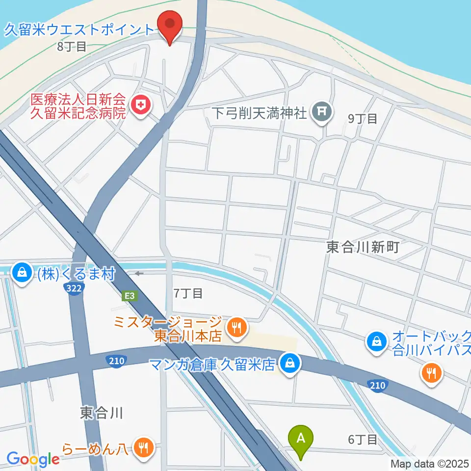 久留米ウエストポイント周辺のホテル一覧地図