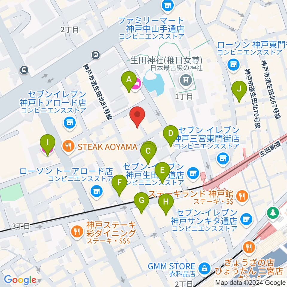 神戸かくれんぼ周辺のホテル一覧地図