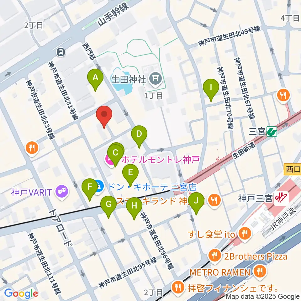 神戸かくれんぼ周辺のホテル一覧地図