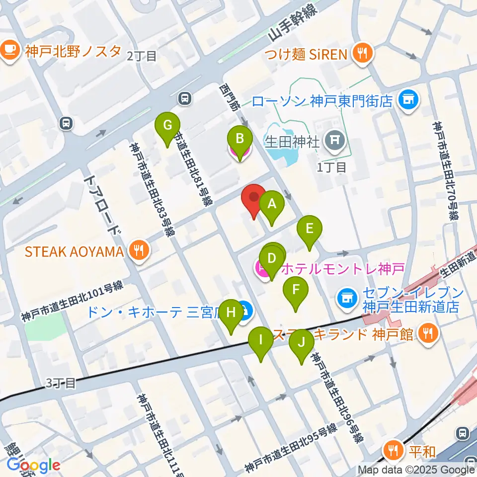 神戸かくれんぼ周辺のホテル一覧地図