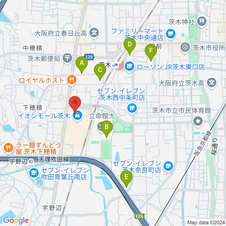 イオンシネマ茨木周辺のホテル一覧地図