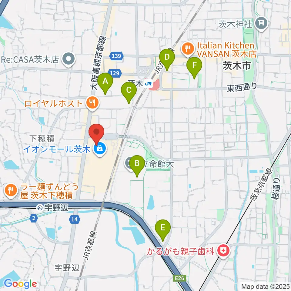 イオンシネマ茨木周辺のホテル一覧地図