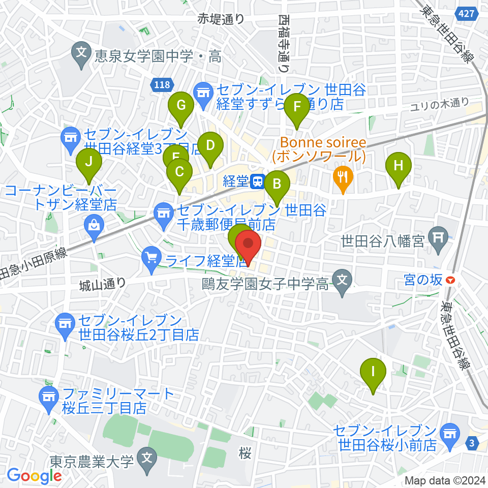経堂LOVE, PEACE & SOUL周辺のホテル一覧地図