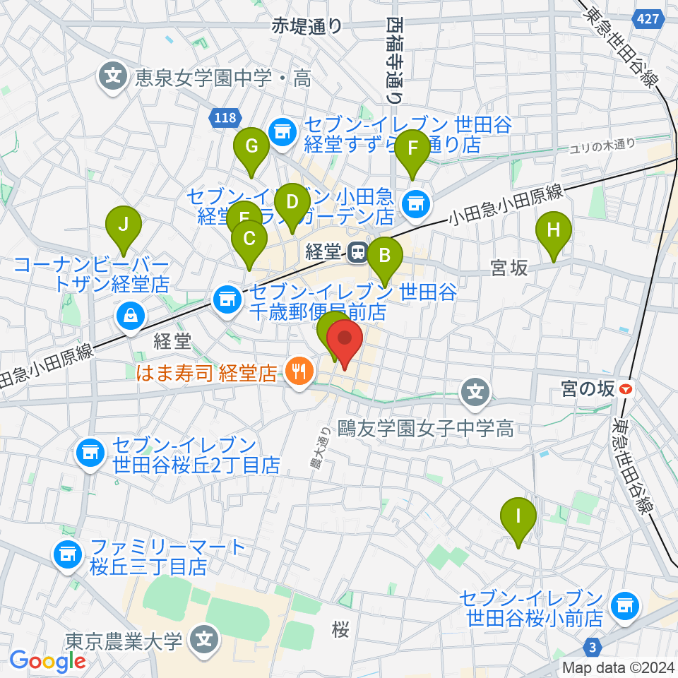 経堂LOVE, PEACE & SOUL周辺のホテル一覧地図