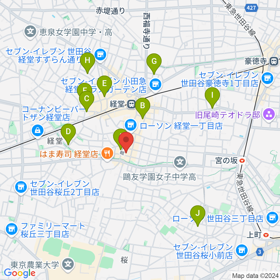 経堂LOVE, PEACE & SOUL周辺のホテル一覧地図