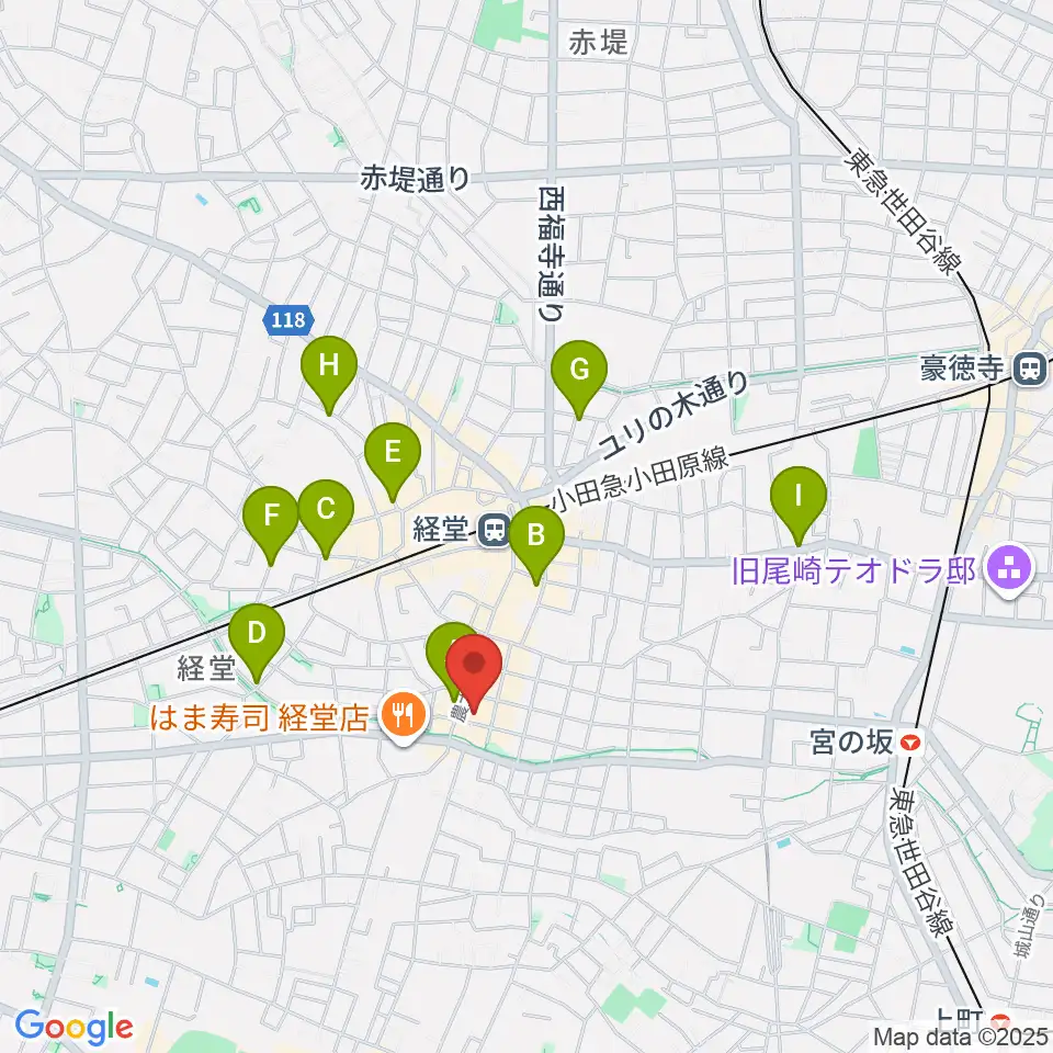 経堂LOVE, PEACE & SOUL周辺のホテル一覧地図