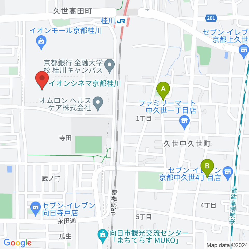 イオンシネマ京都桂川周辺のホテル一覧地図