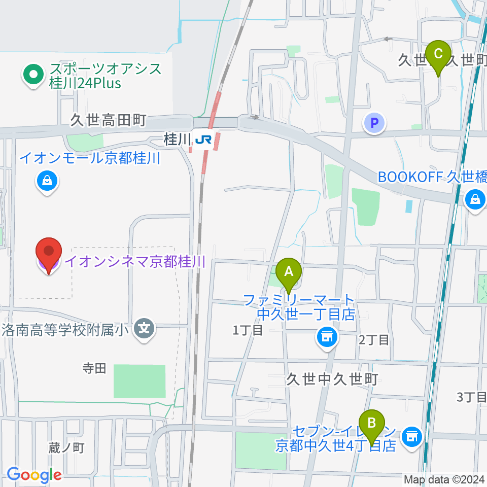 イオンシネマ京都桂川周辺のホテル一覧地図