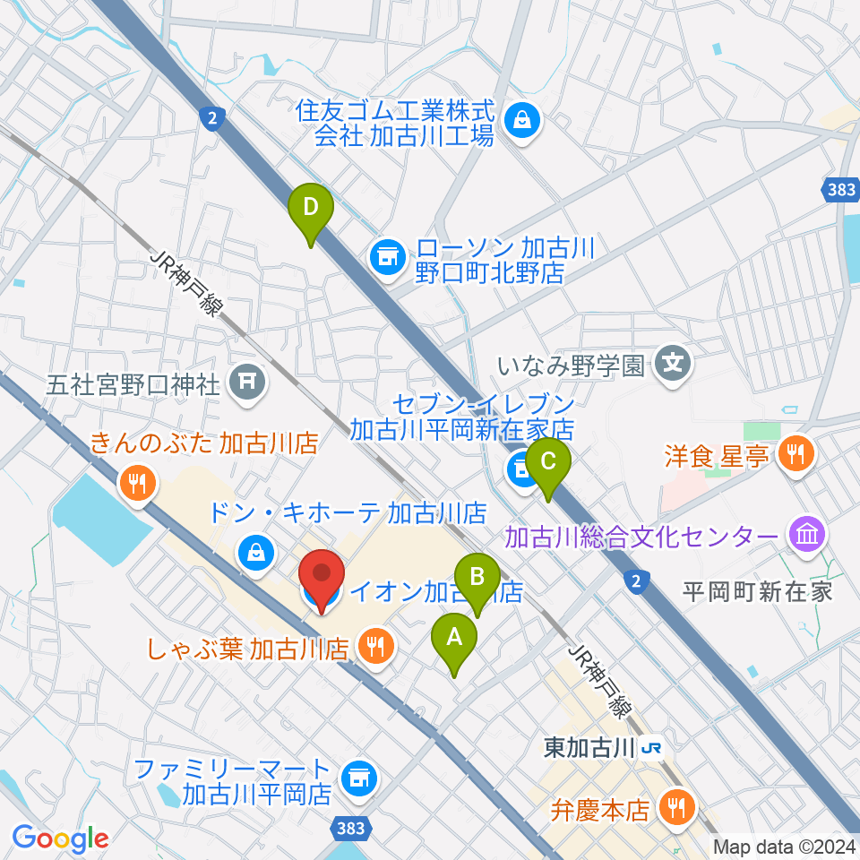 イオンシネマ加古川周辺のホテル一覧地図