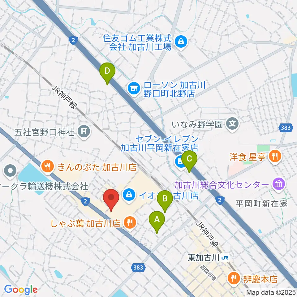 イオンシネマ加古川周辺のホテル一覧地図