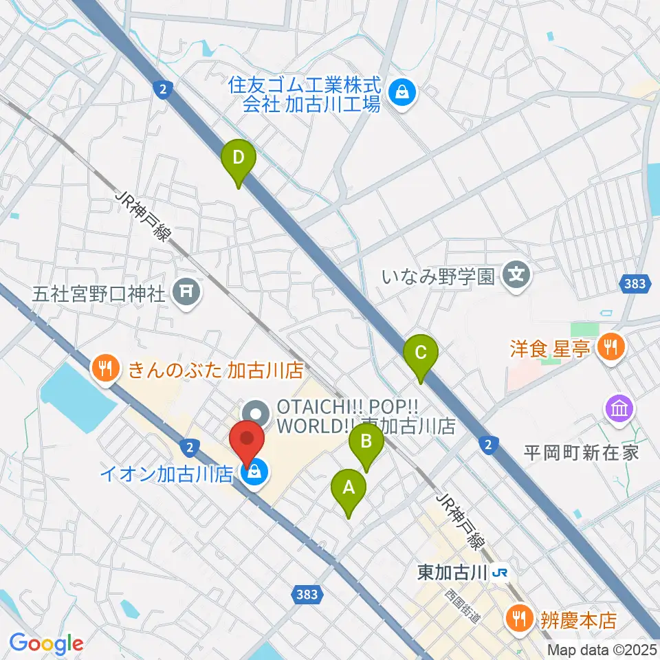 イオンシネマ加古川周辺のホテル一覧地図