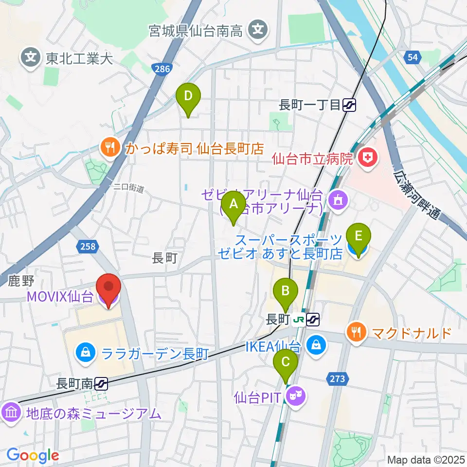 MOVIX仙台周辺のホテル一覧地図