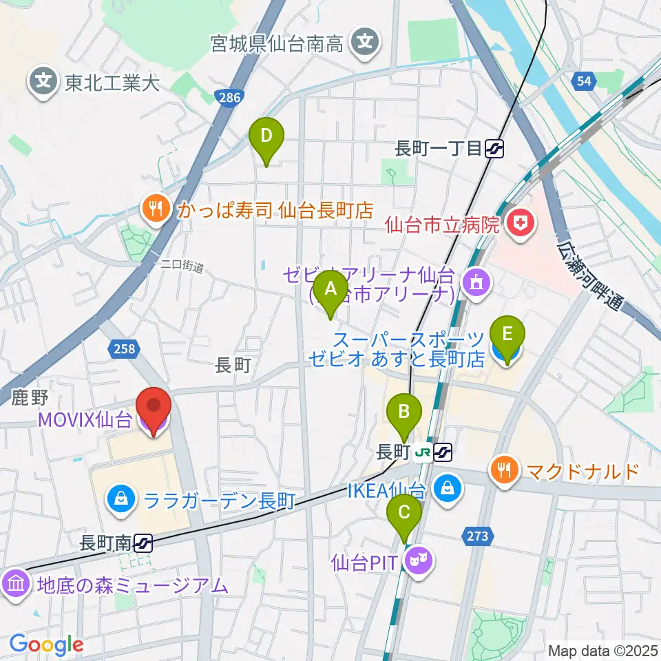 MOVIX仙台周辺のホテル一覧地図