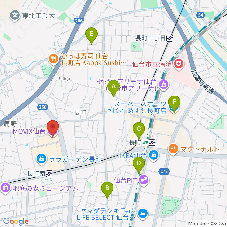 MOVIX仙台周辺のホテル一覧地図