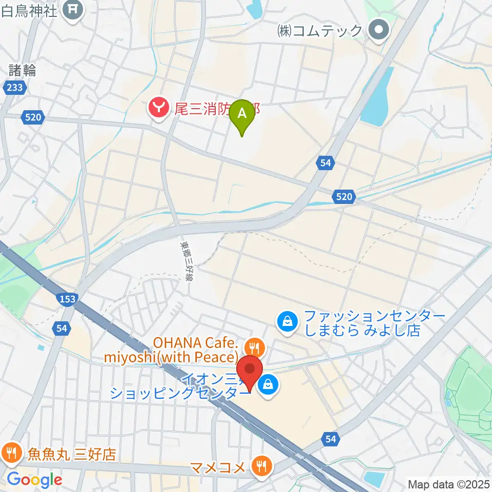 MOVIX三好周辺のホテル一覧地図