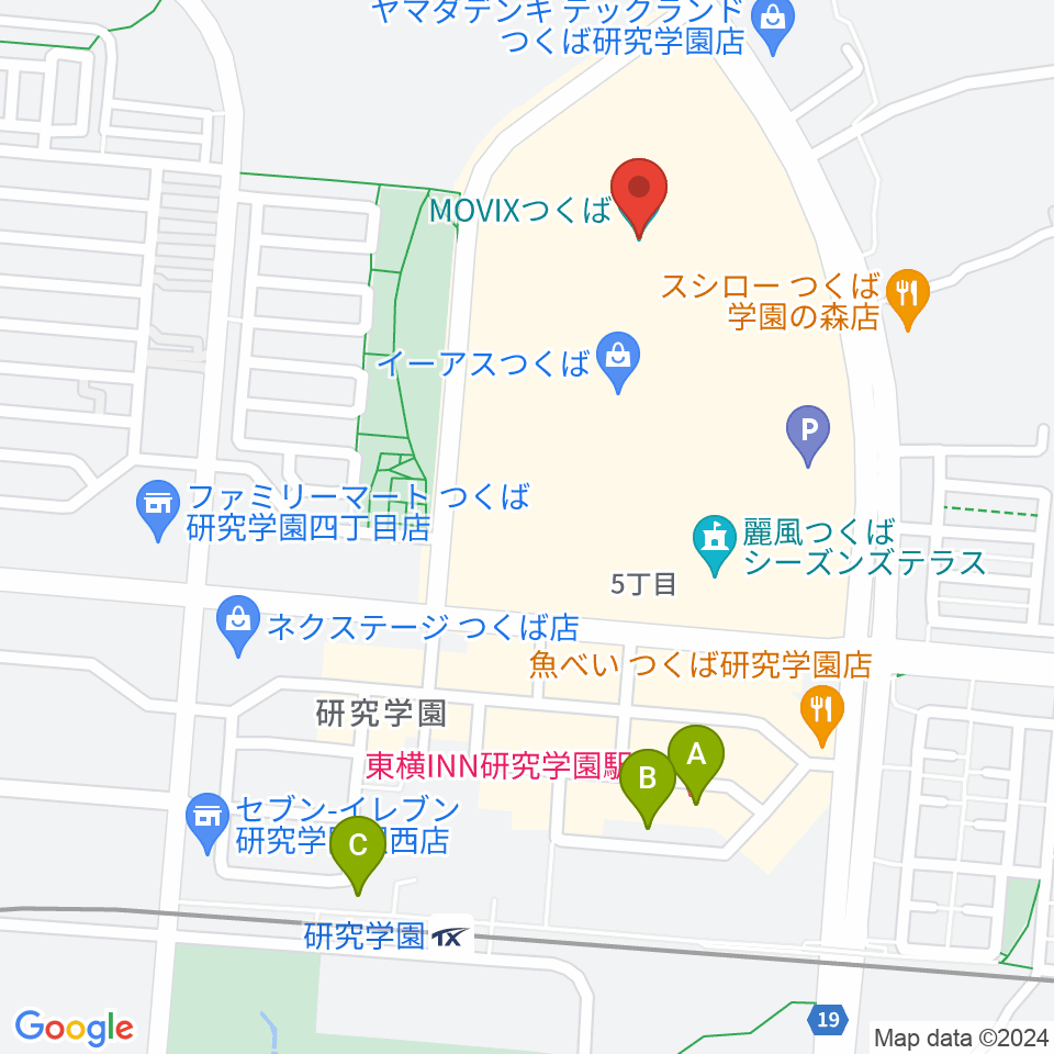 MOVIXつくば周辺のホテル一覧地図