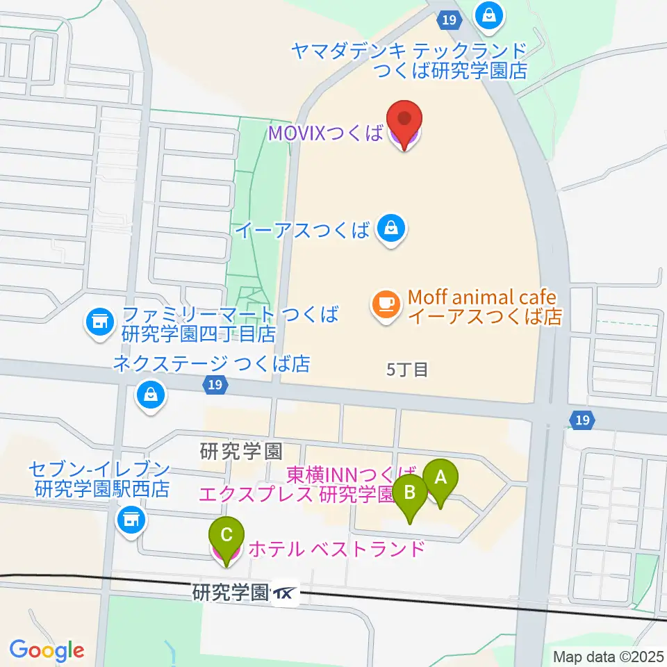 MOVIXつくば周辺のホテル一覧地図