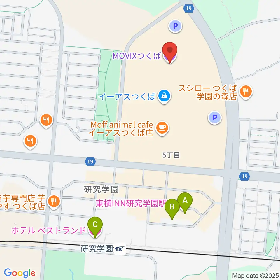 MOVIXつくば周辺のホテル一覧地図
