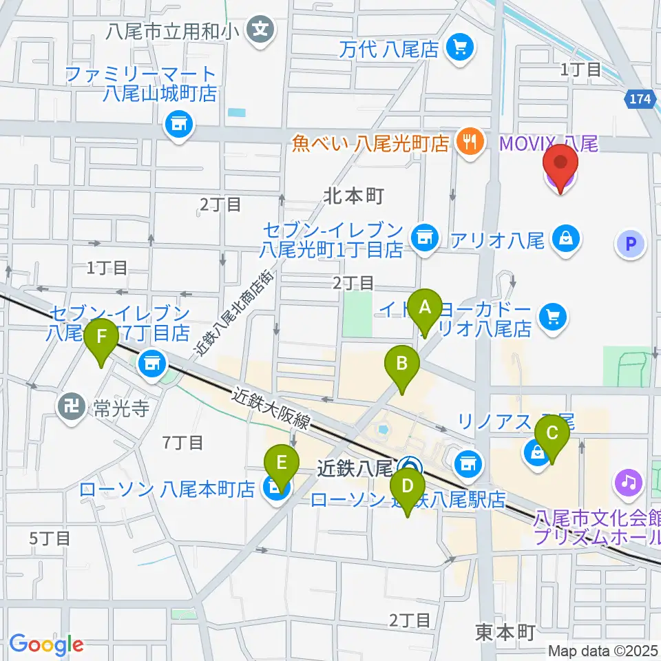 MOVIX八尾周辺のホテル一覧地図