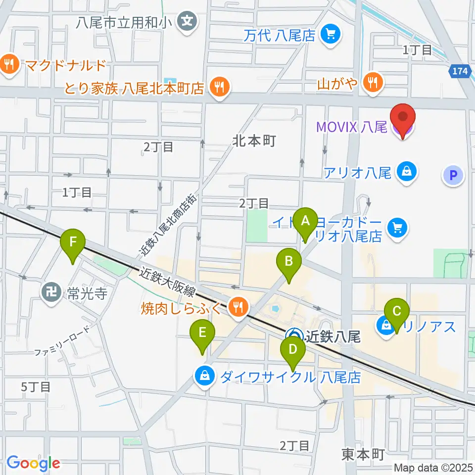 MOVIX八尾周辺のホテル一覧地図