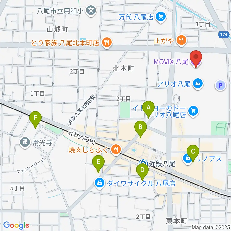 MOVIX八尾周辺のホテル一覧地図