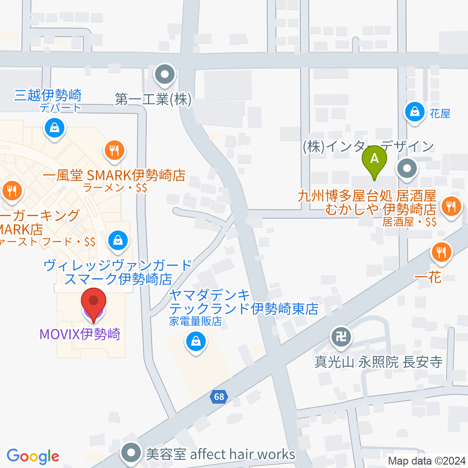 MOVIX伊勢崎周辺のホテル一覧地図