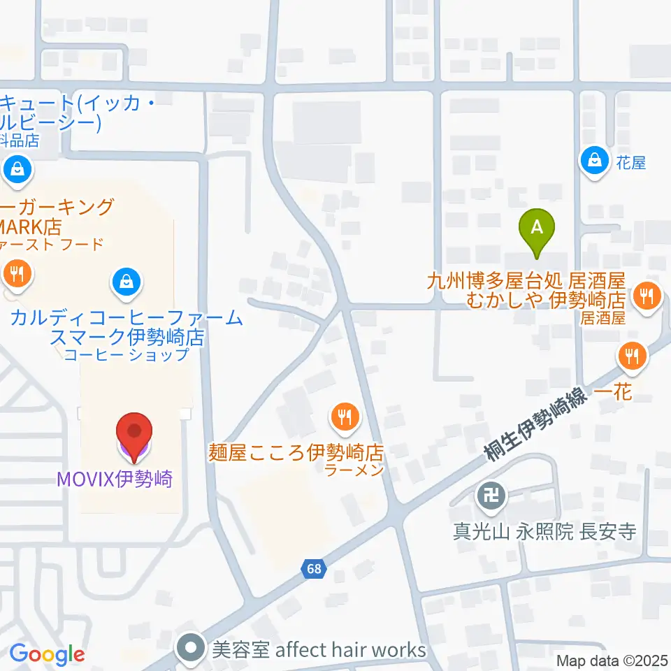 MOVIX伊勢崎周辺のホテル一覧地図