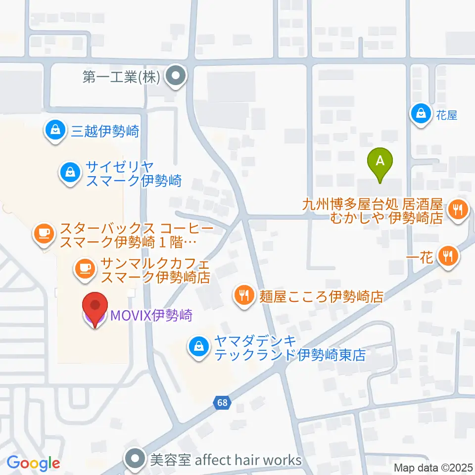 MOVIX伊勢崎周辺のホテル一覧地図