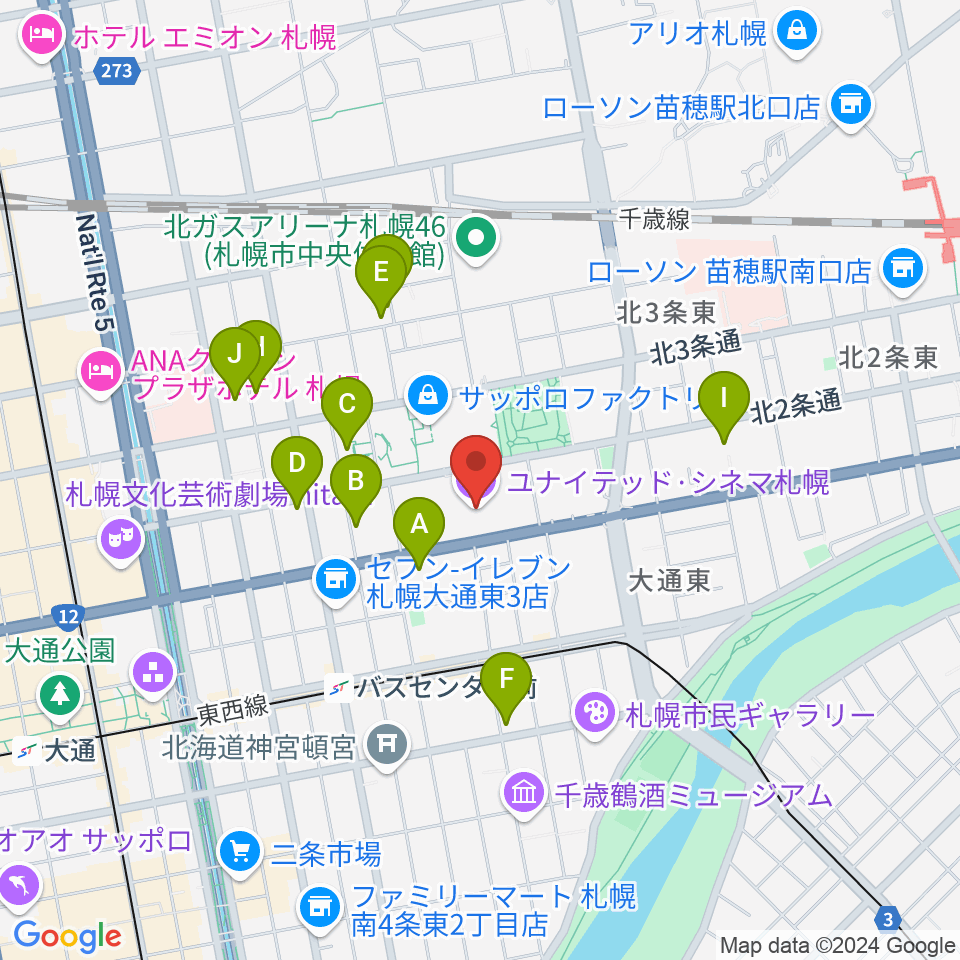 ユナイテッド・シネマ札幌周辺のホテル一覧地図