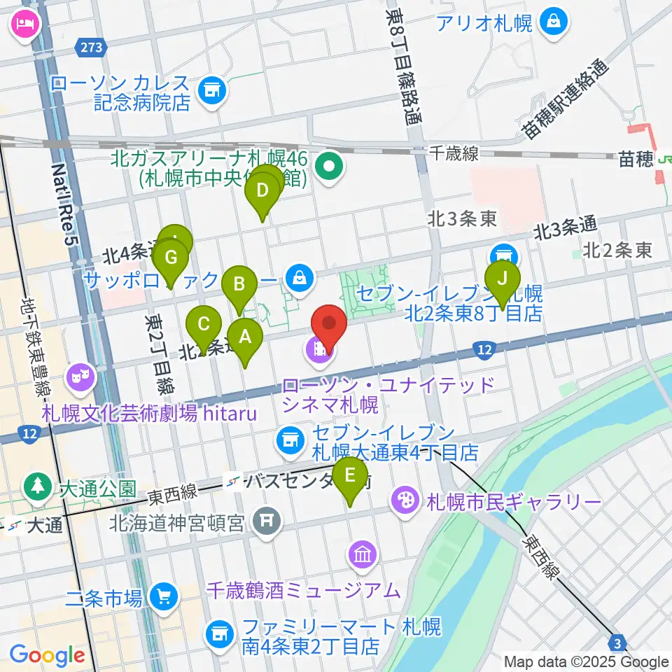 ローソン・ユナイテッドシネマ札幌周辺のホテル一覧地図
