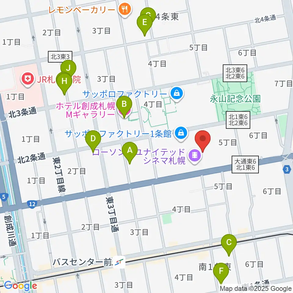 ローソン・ユナイテッドシネマ札幌周辺のホテル一覧地図