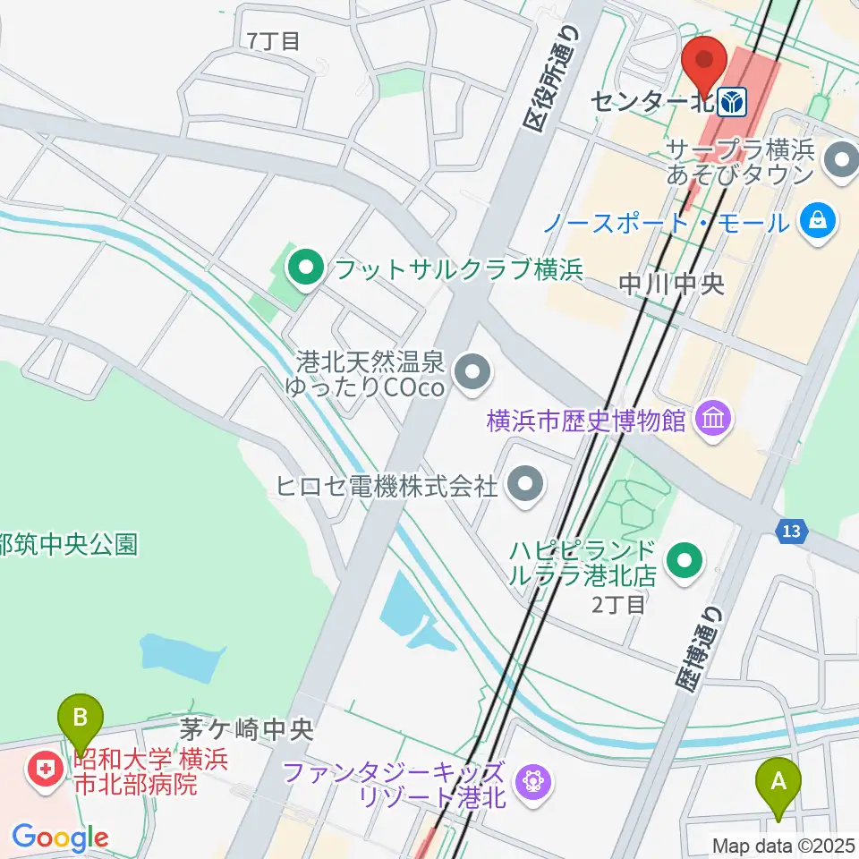 昭和音楽大学附属音楽教室 センター北校周辺のホテル一覧地図