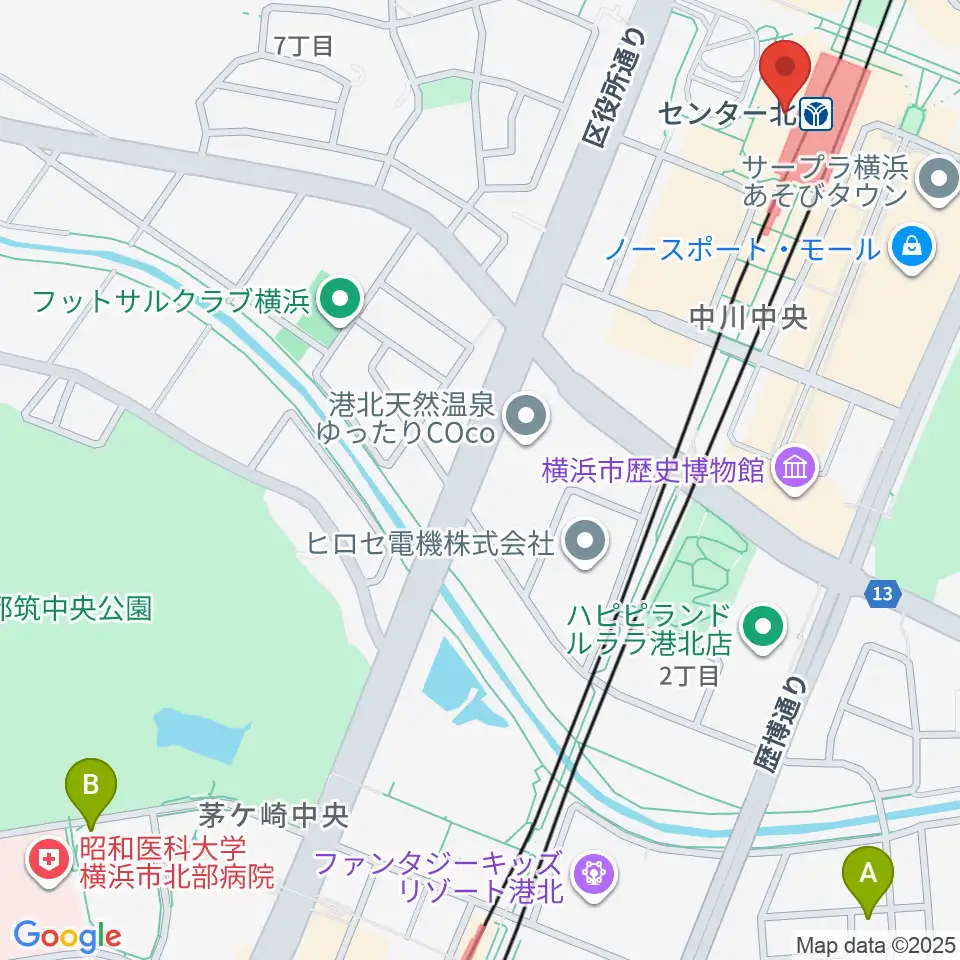 昭和音楽大学附属音楽教室 センター北校周辺のホテル一覧地図