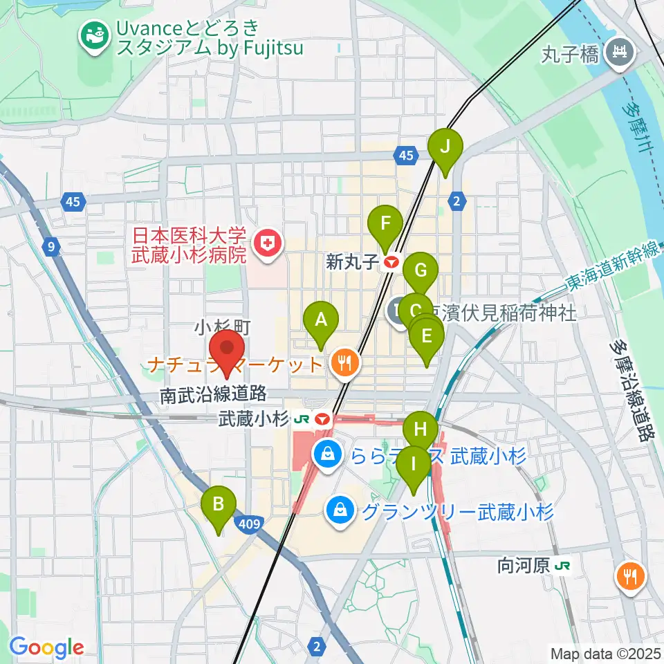 昭和音楽大学附属音楽教室 武蔵小杉校周辺のホテル一覧地図