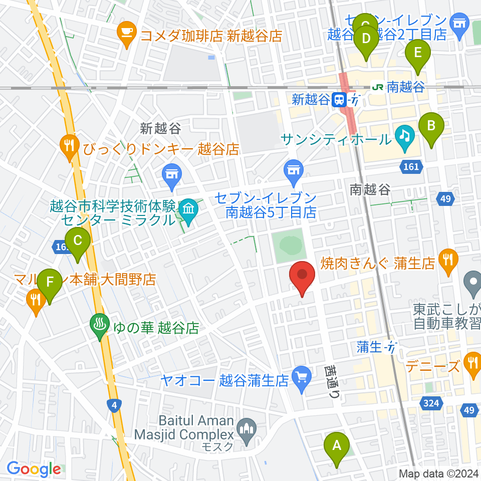 こしがやエフエム周辺のホテル一覧地図