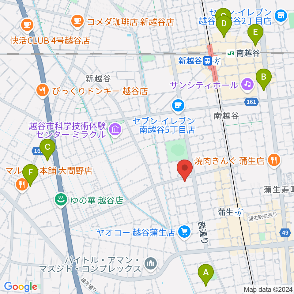 こしがやエフエム周辺のホテル一覧地図