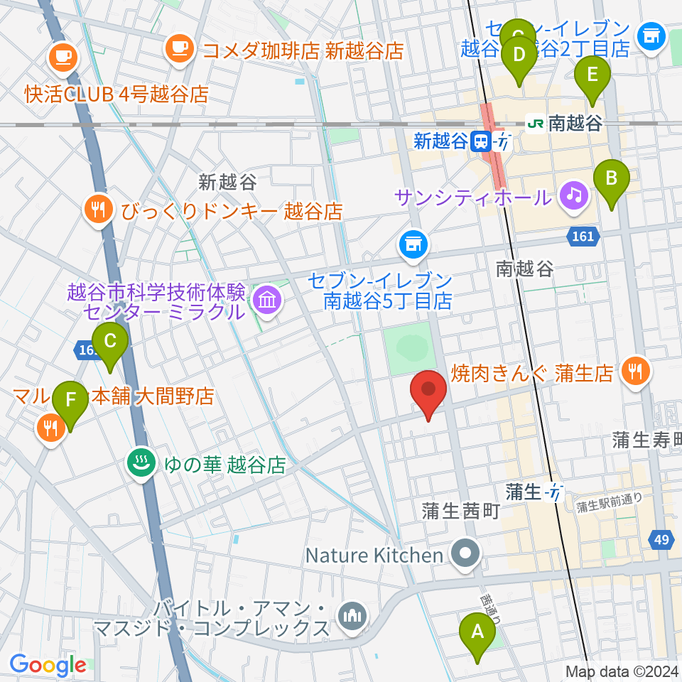 こしがやエフエム周辺のホテル一覧地図