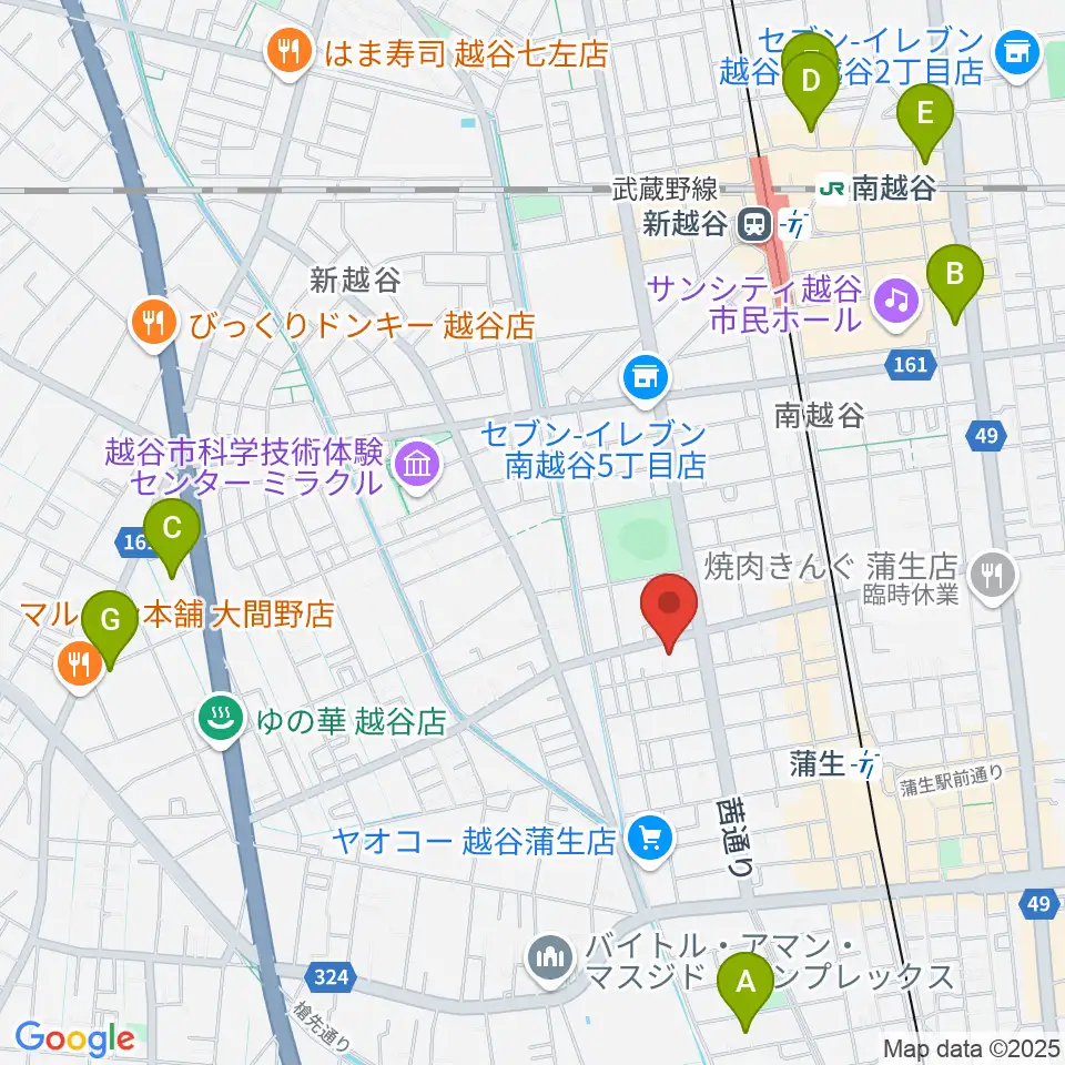 こしがやエフエム周辺のホテル一覧地図