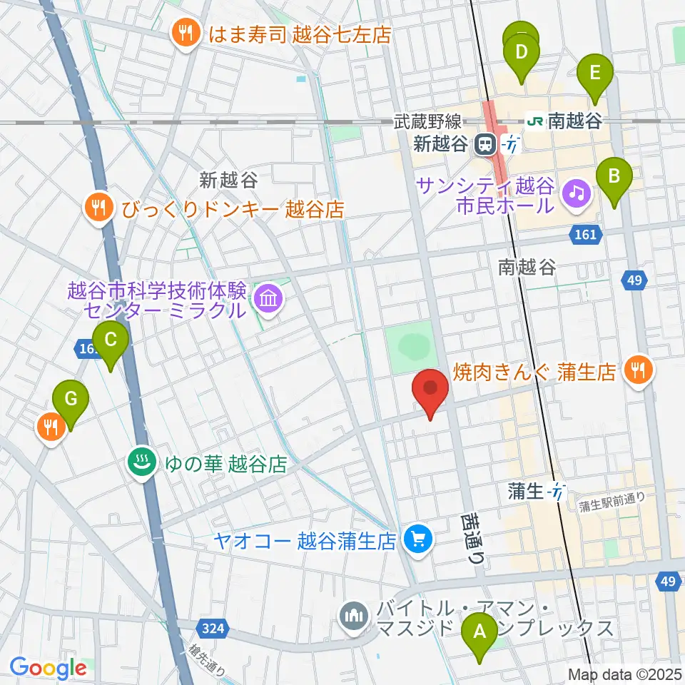 こしがやエフエム周辺のホテル一覧地図