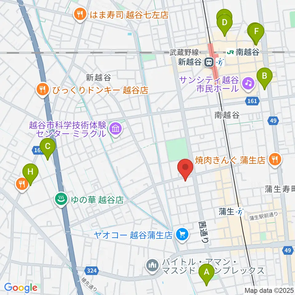こしがやエフエム周辺のホテル一覧地図