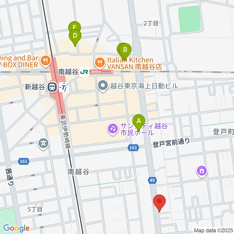 こしがやエフエム周辺のホテル一覧地図