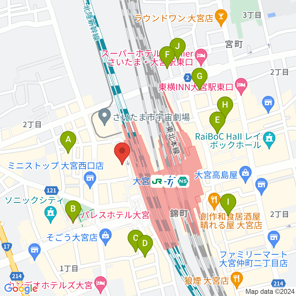 スパークリングスタジオ大宮周辺のホテル一覧地図