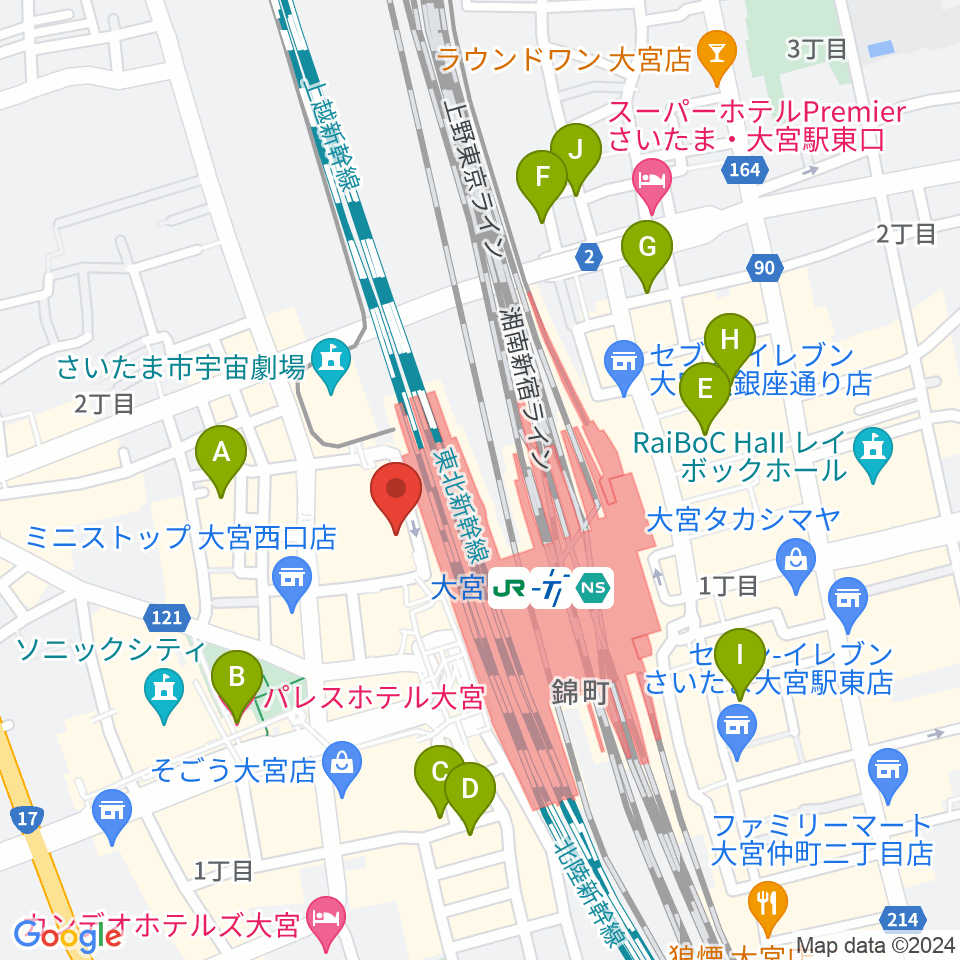 スパークリングスタジオ大宮周辺のホテル一覧地図