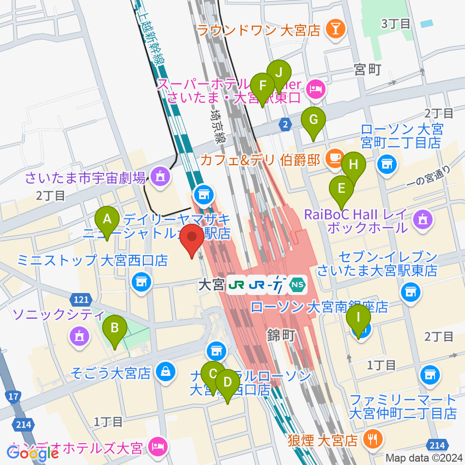 スパークリングスタジオ大宮周辺のホテル一覧地図