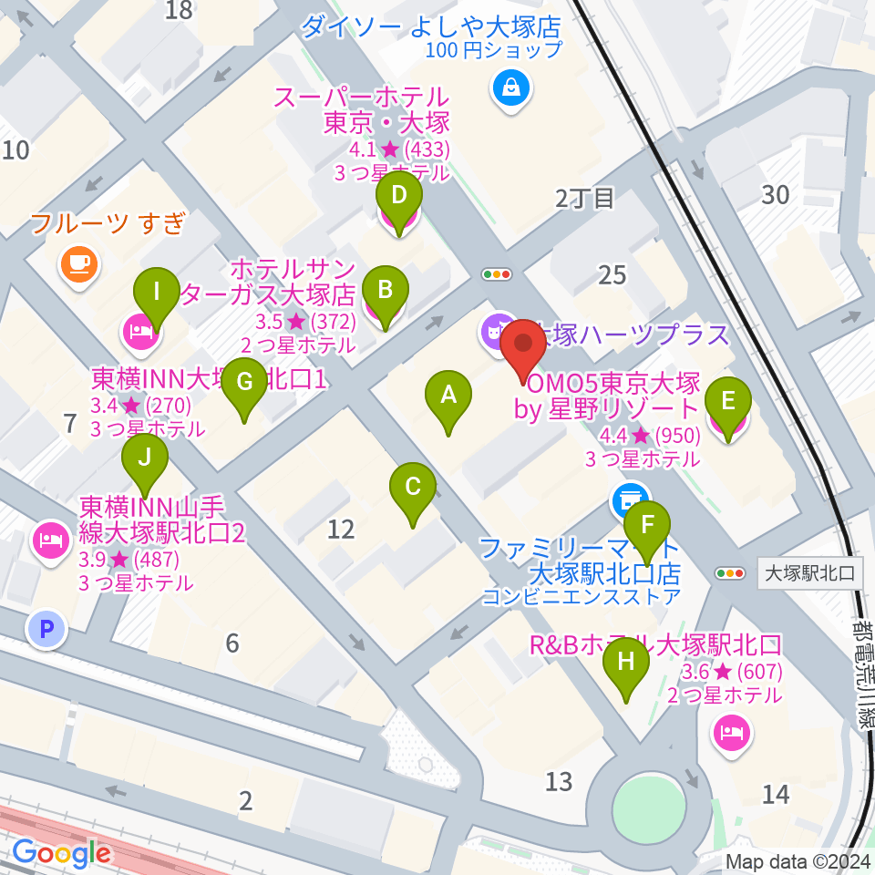 大塚Hearts Next周辺のホテル一覧地図